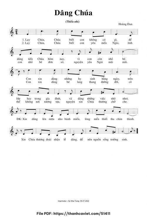 Dâng Chúa - Hoàng Đan - trang 1