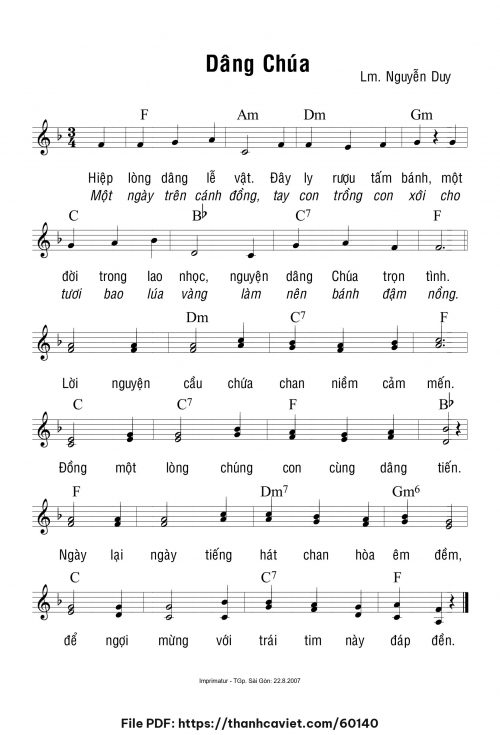 Dâng Chúa - Lm. Nguyễn Duy - trang 1