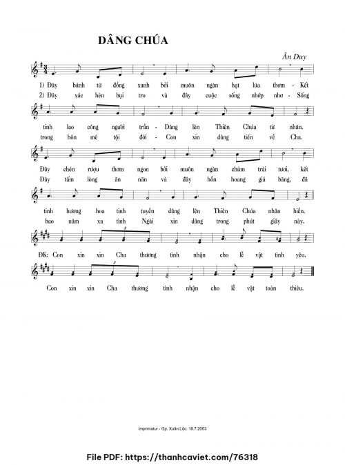 Dâng Chúa - Ân Duy - trang 1