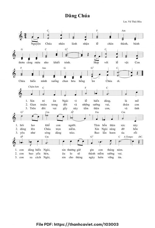 Dâng Chúa - Lm. Vũ Thái Hòa - trang 1