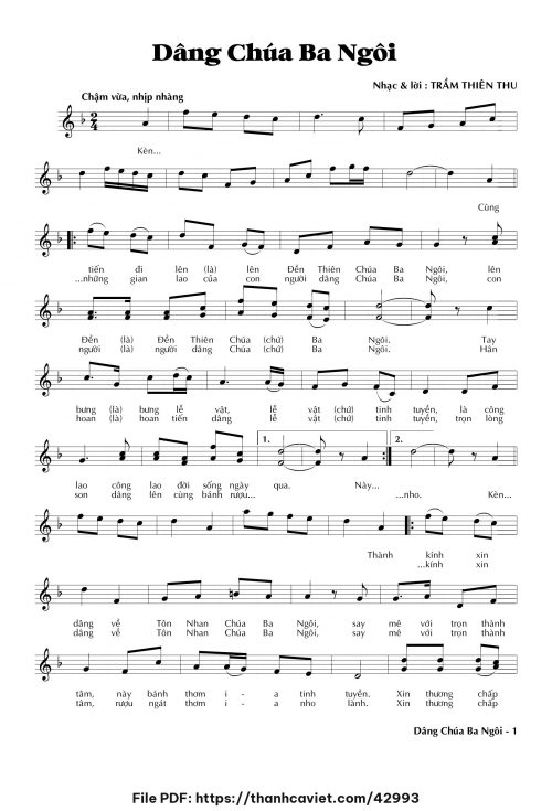 Dâng Chúa Ba Ngôi - Trầm Thiên Thu - trang 1