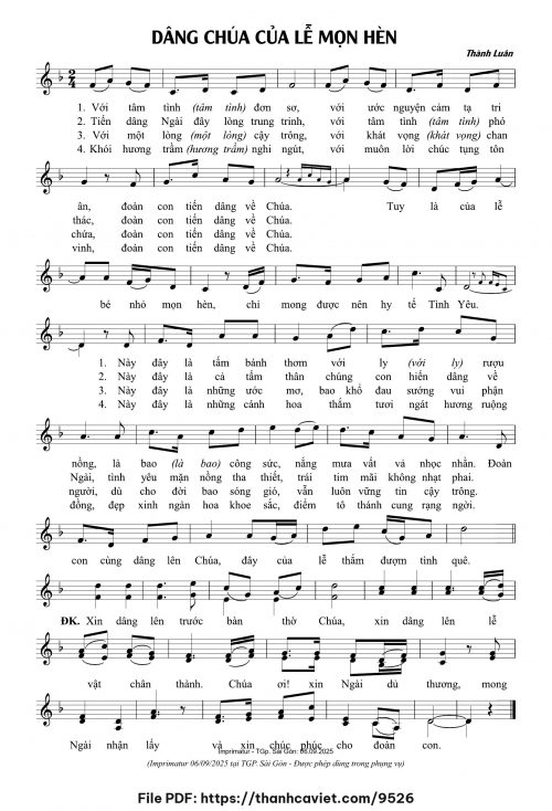 Dâng Chúa của lễ mọn hèn - Thành Luân - trang 1