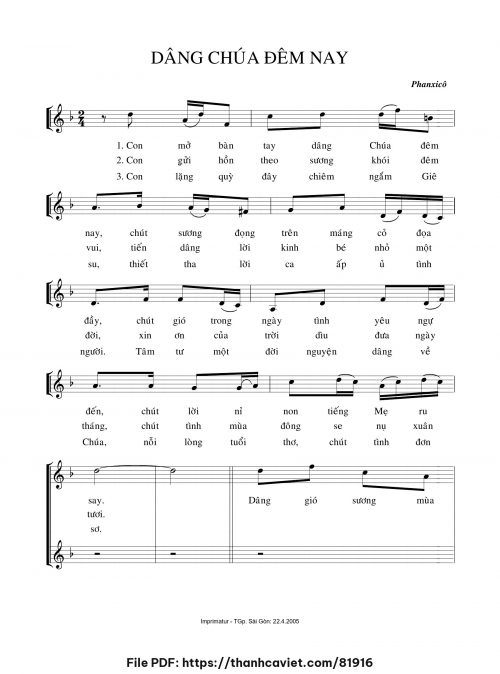 Dâng Chúa đêm nay - Phanxicô - trang 1