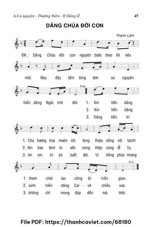 Dâng Chúa đời con - Thanh Lâm (Song Mộc) - trang 1