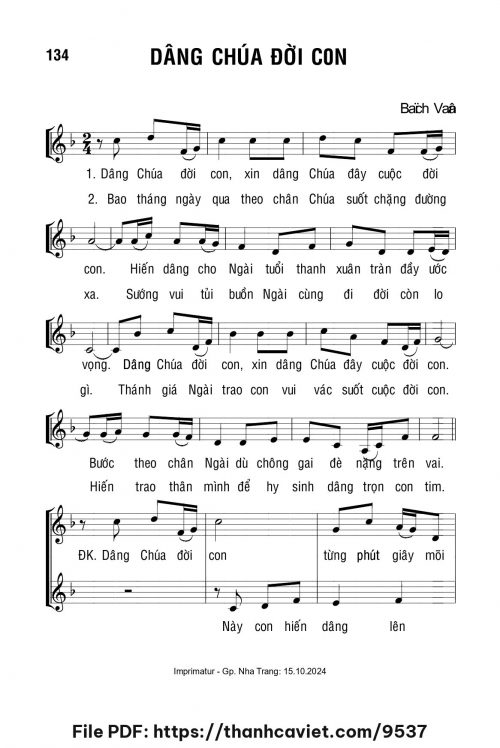 Dâng Chúa đời con - Lm. Bạch Vân - trang 1