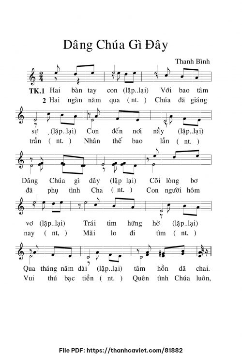 Dâng Chúa gì đây? - Lm. Thanh Bình - trang 1