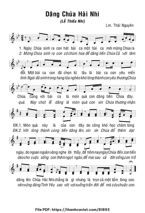 Dâng Chúa Hài Nhi 2 - Lm. Thái Nguyên - trang 1