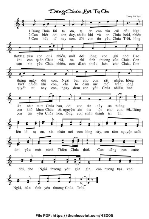 Dâng Chúa lời tạ ơn - Trương Thế Bạch - trang 1
