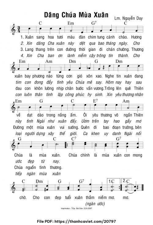 Dâng Chúa mùa xuân - Lm. Nguyễn Duy - trang 1