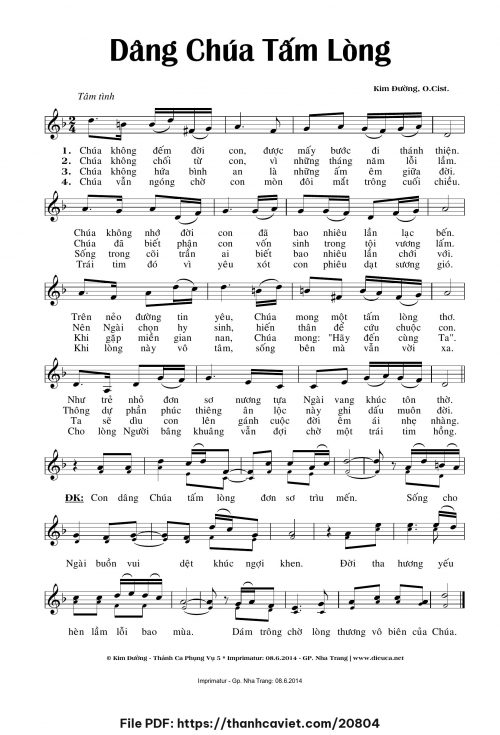 Dâng Chúa tấm lòng - Kim Đường, O.Cist. - trang 1