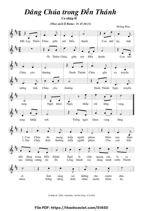 Dâng Chúa trong Đền Thánh - Hoàng Đan - trang 1