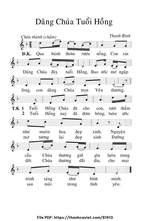 Dâng Chúa tuổi hồng - Lm. Thanh Bình - trang 1