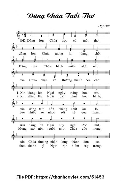Dâng Chúa tuổi thơ - Đạt Đức - trang 1