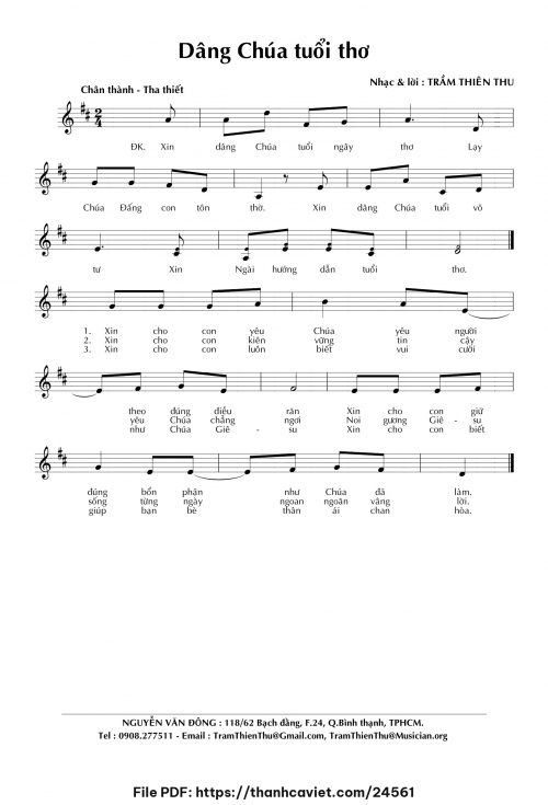 Dâng Chúa tuổi thơ - Trầm Thiên Thu - trang 1