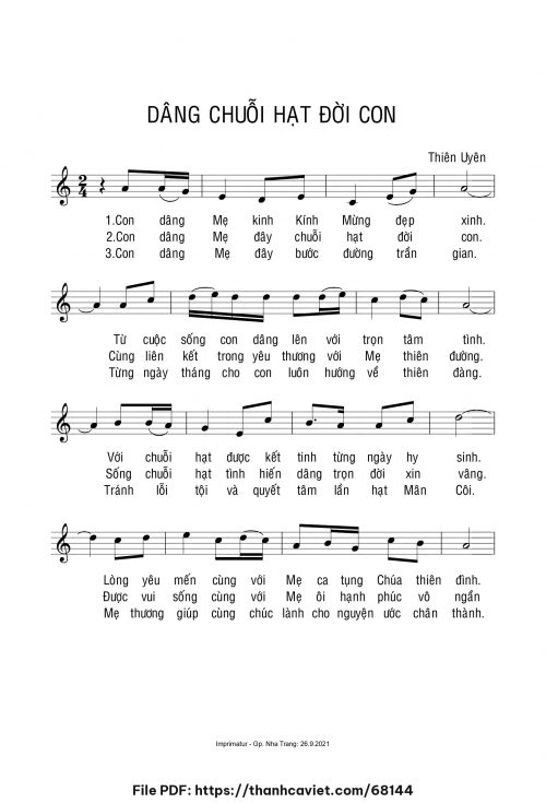 Dâng chuỗi hạt đời con - Sr. Thiên Uyên - trang 1
