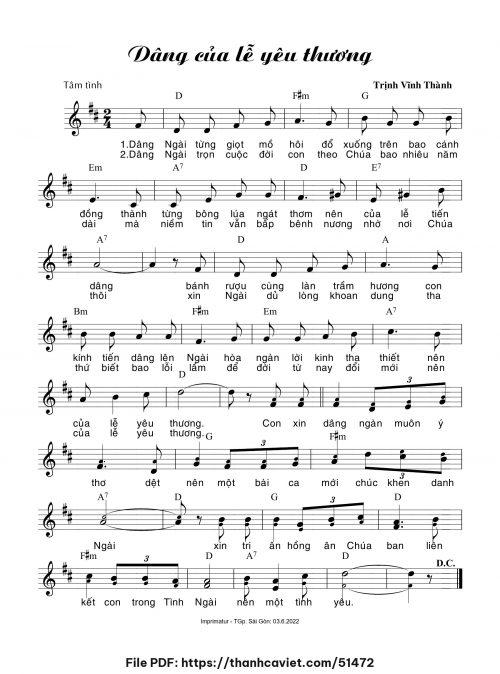 Dâng của lễ yêu thương - Trịnh Vĩnh Thành - trang 1
