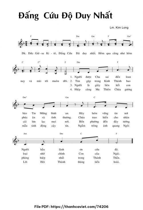 Đấng cứu độ duy nhất - Lm. Kim Long - trang 1