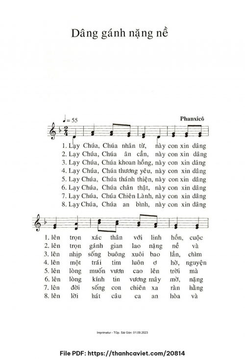 Dâng gánh nặng nề - Phanxicô - trang 1