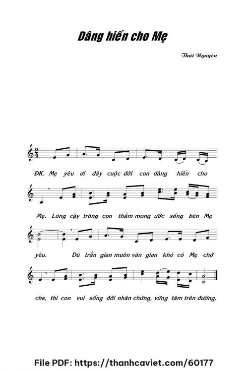 Dâng hiến cho Mẹ - Lm. Thái Nguyên - trang 1