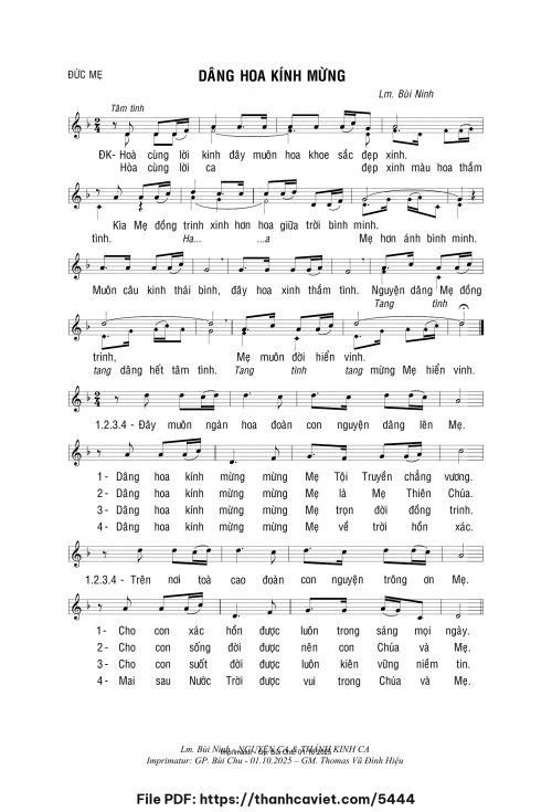 Dâng hoa kính mừng - Lm. Bùi Ninh - trang 1