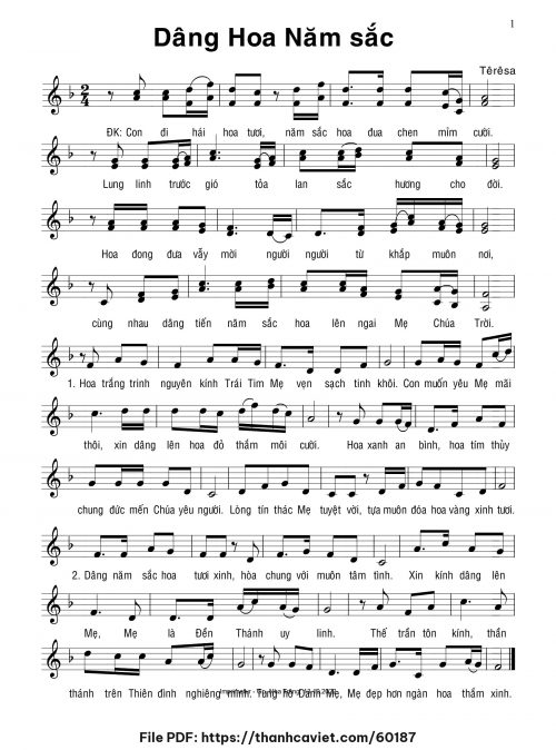 Dâng hoa năm sắc - Sr. Têrêsa - trang 1