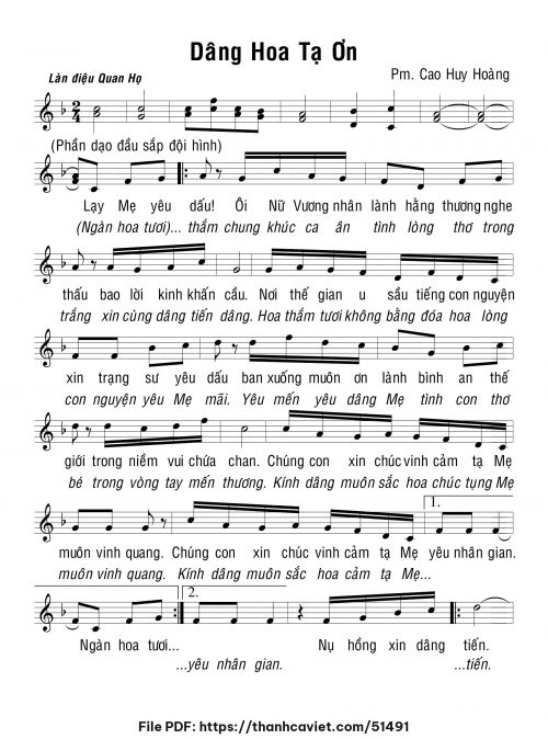 Dâng hoa tạ ơn - Cao Huy Hoàng - trang 1