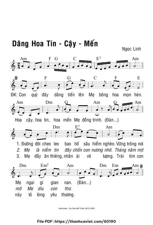Dâng hoa Tin Cậy Mến - Ngọc Linh - trang 1