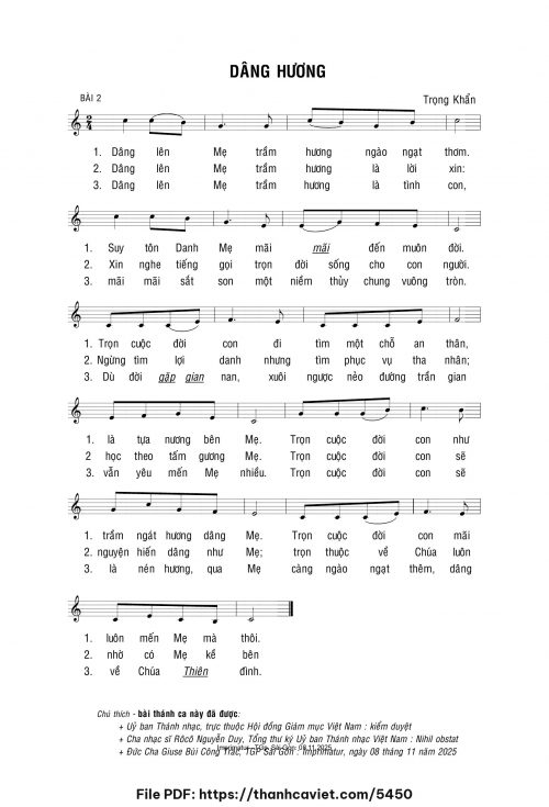 Dâng hương - Lm. Trọng Khẩn - trang 1