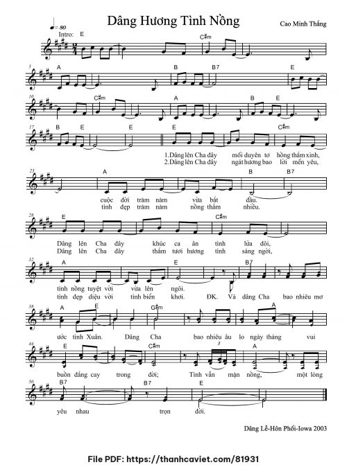 Dâng hương tình nồng - Cao Minh Thắng - trang 1