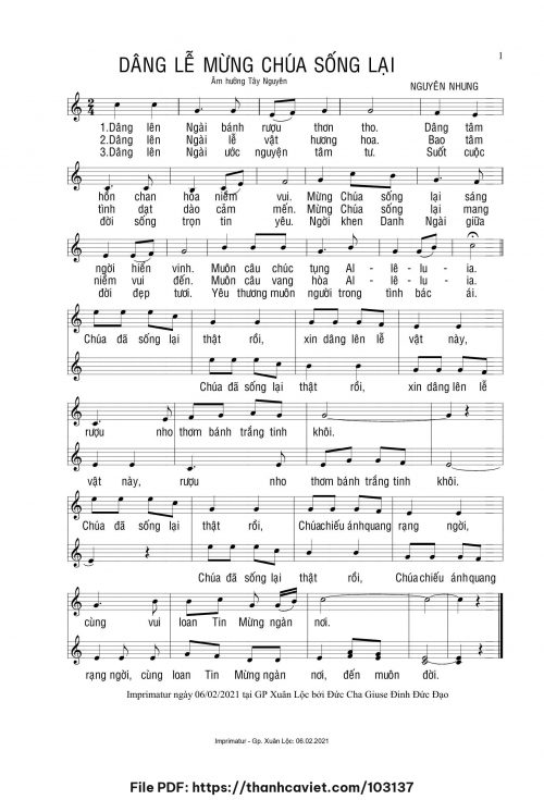 Dâng Lễ mừng Chúa sống lại - Nguyên Nhung - trang 1