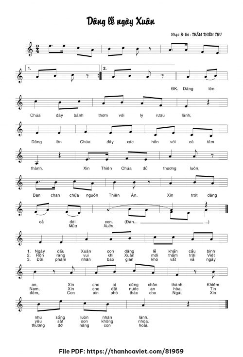 Dâng lễ ngày xuân - Trầm Thiên Thu - trang 1