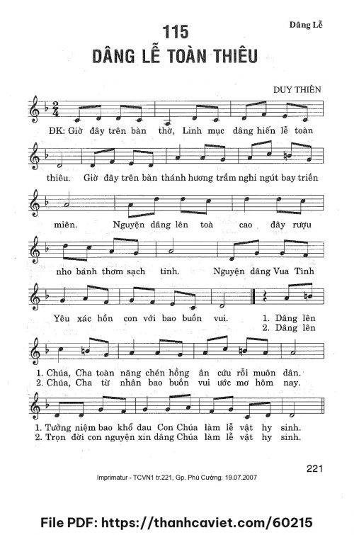 Dâng lễ toàn thiêu - Lm. Duy Thiên - trang 1