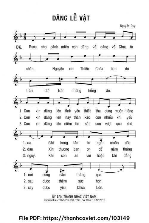 Dâng lễ vật - Lm. Nguyễn Duy - trang 1