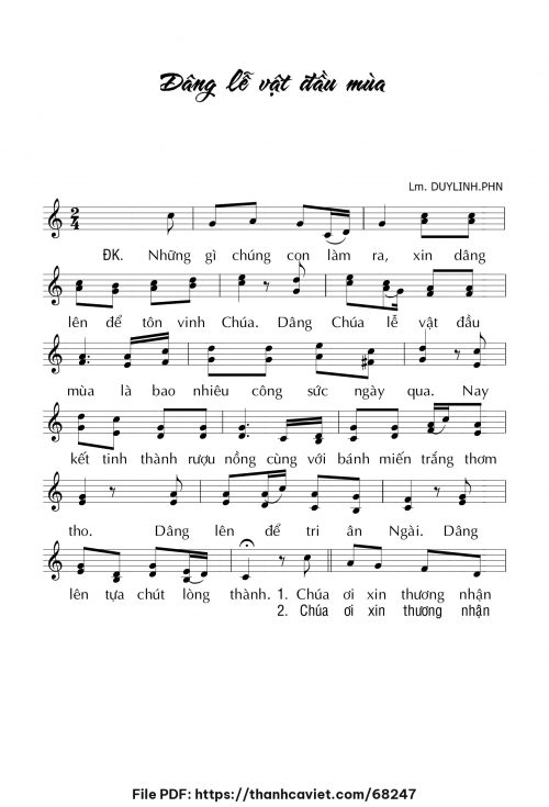 Dâng lễ vật đầu mùa - Lm. DUYLINH.PHN - trang 1