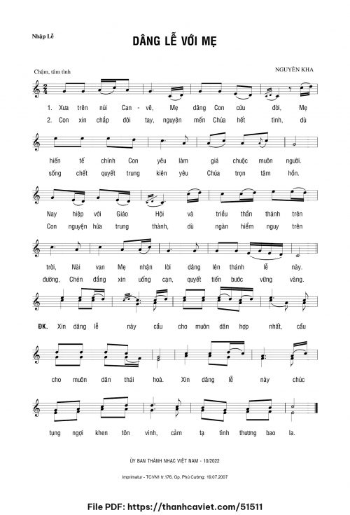 Dâng lễ với Mẹ - Nguyên Kha - trang 1