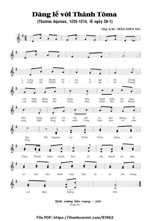 Dâng lễ với thánh Tôma - Trầm Thiên Thu - trang 1
