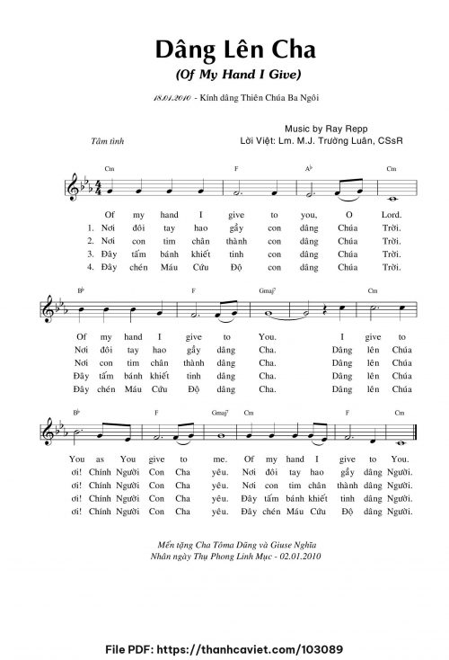 Dâng lên Cha - Lm. Trường Luân - trang 1