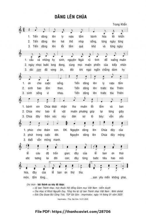 Dâng lên Chúa - Lm. Trọng Khẩn - trang 1