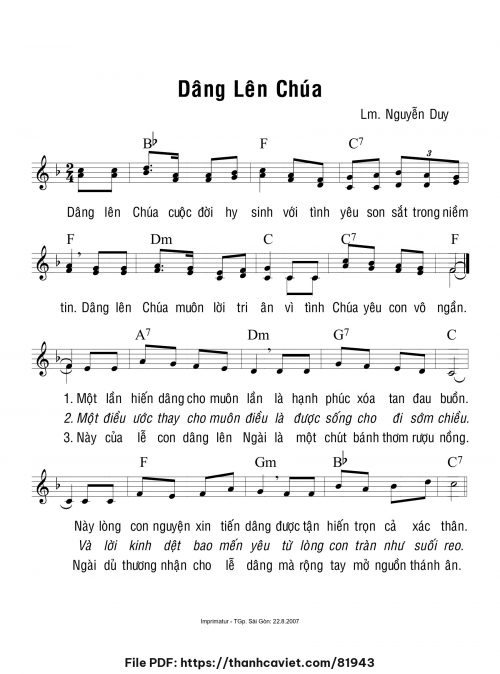 Dâng lên Chúa - Lm. Nguyễn Duy - trang 1