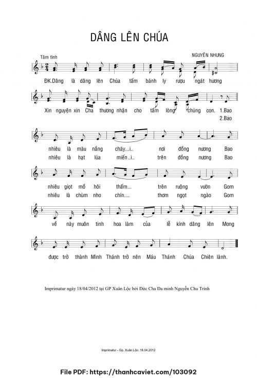 Dâng lên Chúa - Nguyên Nhung - trang 1