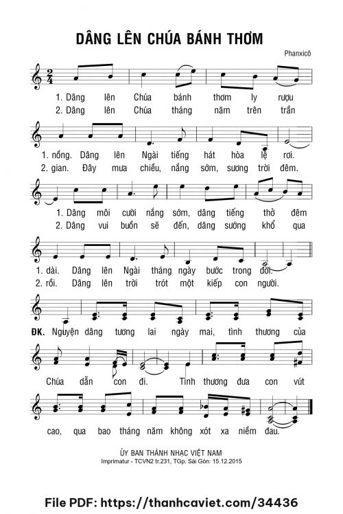 Dâng lên Chúa bánh thơm - Phanxicô - trang 1