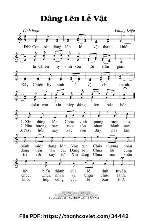 Dâng lên lễ vật - Lm. Vương Diệu - trang 1