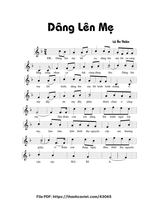Dâng lên Mẹ - Lê Ân Thiên - trang 1