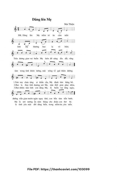 Dâng lên Mẹ - Lm. Mai Thiện - trang 1
