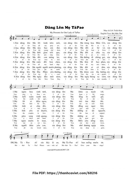 Dâng lên Mẹ TàPao - Tuấn Kim - trang 1