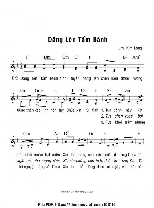 Dâng lên tấm bánh - Lm. Kim Long - trang 1