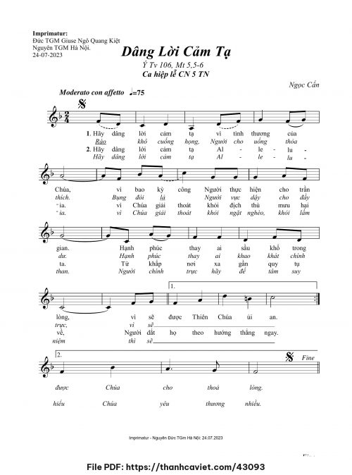 Dâng lời cả tạ - Ngọc Cẩn - trang 1