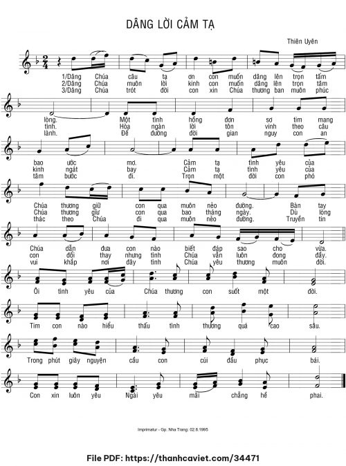 Dâng lời cảm tạ - Sr. Thiên Uyên - trang 1