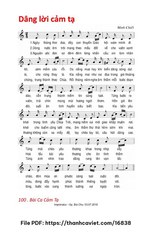 Dâng lời cảm tạ - Lm. Minh Chiết - trang 1