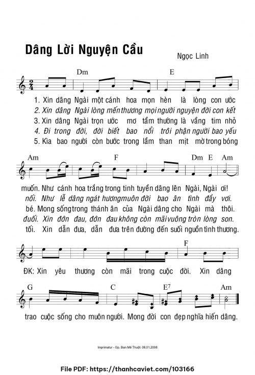 Dâng lời nguyện cầu - Ngọc Linh - trang 1
